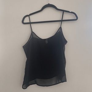 Vintage American Apparel Chiffon Black Tank - M